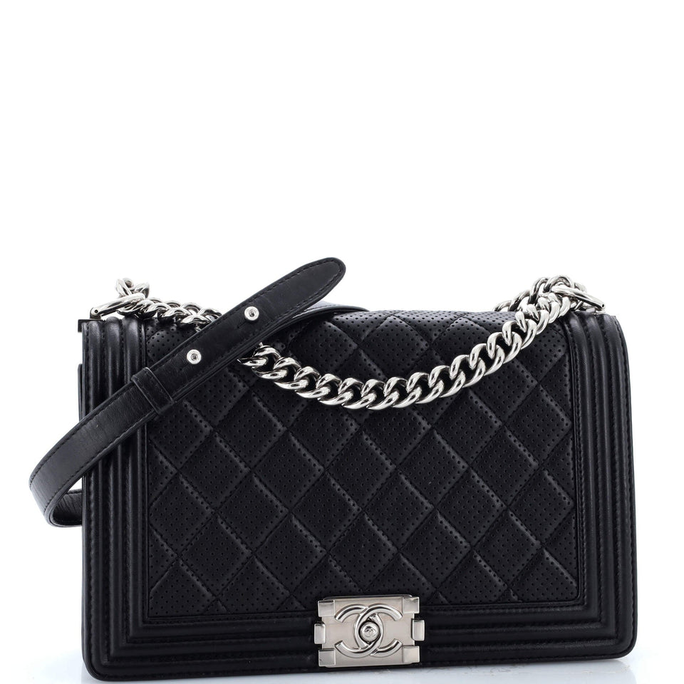 Boy Flap Bag Quilted Perforated Lambskin New Medium