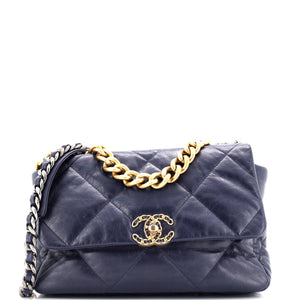 19 Flap Bag Quilted Leather Large