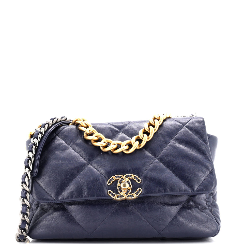 19 Flap Bag Quilted Leather Large