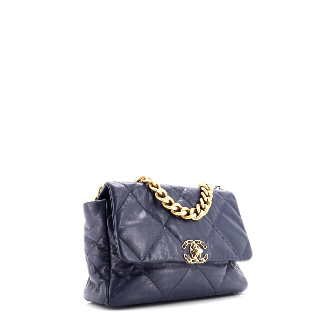 19 Flap Bag Quilted Leather Large