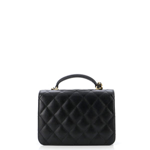 CC Top Handle Chain Full Flap Bag Quilted Caviar Small