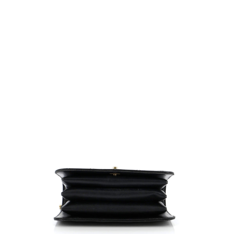 CC Top Handle Chain Full Flap Bag Quilted Caviar Small