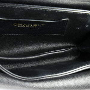 CC Top Handle Chain Full Flap Bag Quilted Caviar Small