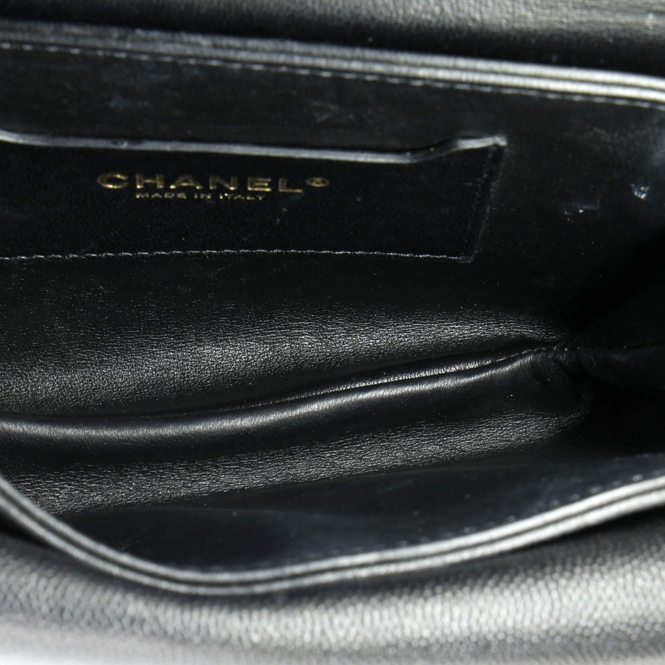 CC Top Handle Chain Full Flap Bag Quilted Caviar Small