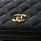 CC Top Handle Chain Full Flap Bag Quilted Caviar Small