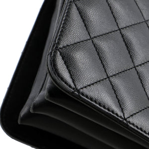 CC Top Handle Chain Full Flap Bag Quilted Caviar Small
