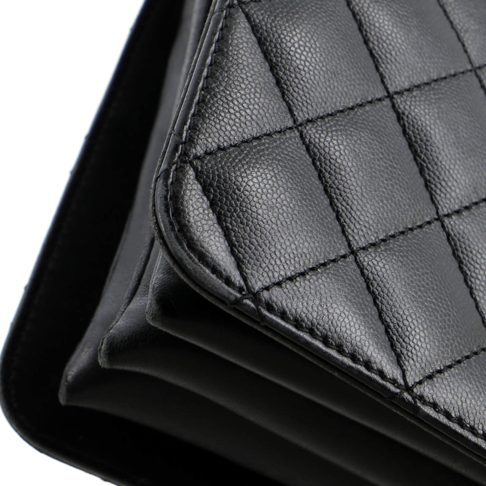 CC Top Handle Chain Full Flap Bag Quilted Caviar Small