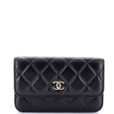 Pearl Strap Clutch with Chain Quilted Calfskin
