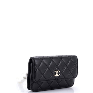 Pearl Strap Clutch with Chain Quilted Calfskin