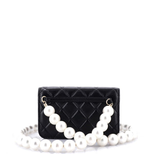 Pearl Strap Clutch with Chain Quilted Calfskin