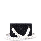 Pearl Strap Clutch with Chain Quilted Calfskin