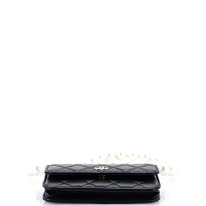 Pearl Strap Clutch with Chain Quilted Calfskin