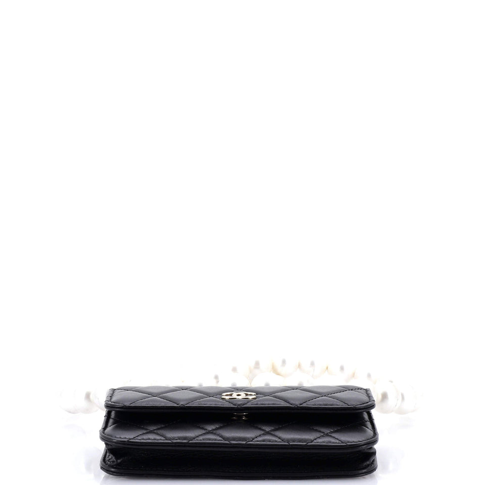 Pearl Strap Clutch with Chain Quilted Calfskin