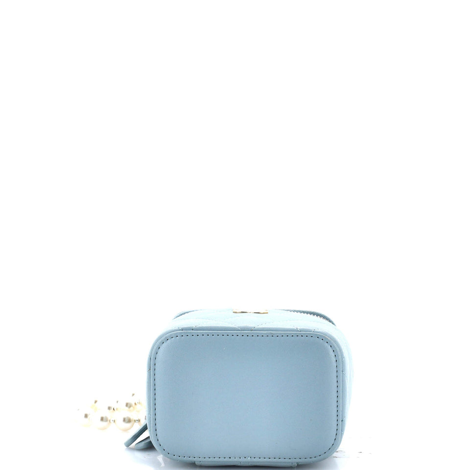 Vanity Case with Pearl Chain Quilted Lambskin Mini