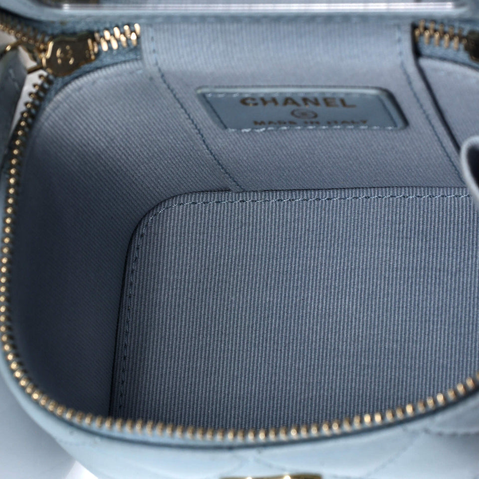 Vanity Case with Pearl Chain Quilted Lambskin Mini