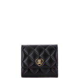 Coco Love CC Heart Flap Wallet Quilted Lambskin Compact