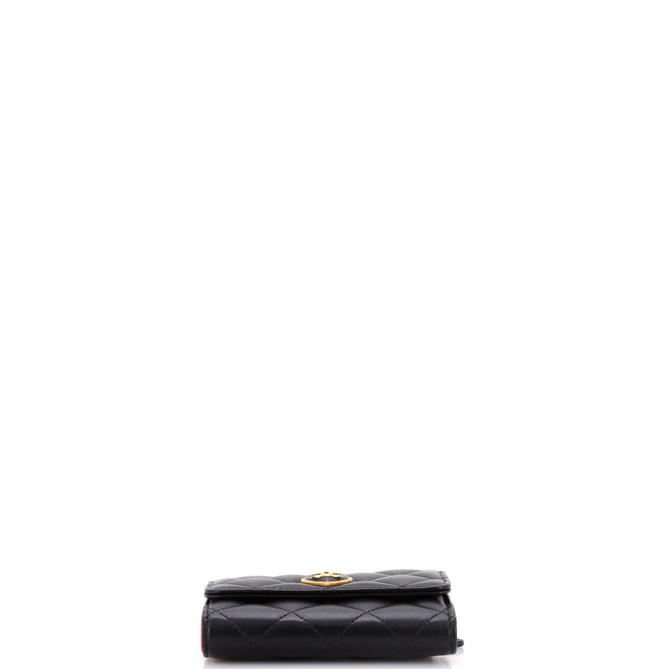 Coco Love CC Heart Flap Wallet Quilted Lambskin Compact