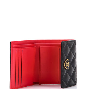 Coco Love CC Heart Flap Wallet Quilted Lambskin Compact