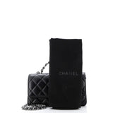 Top Handle Phone Holder with Chain Quilted Lambskin with Crystals