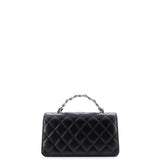 Top Handle Phone Holder with Chain Quilted Lambskin with Crystals