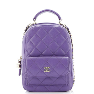 Classic CC Chain Pocket Backpack Quilted Caviar Mini