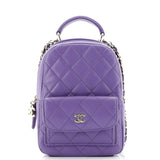 Classic CC Chain Pocket Backpack Quilted Caviar Mini