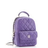 Classic CC Chain Pocket Backpack Quilted Caviar Mini