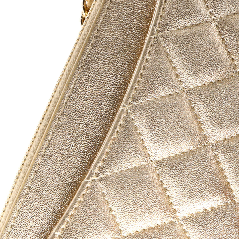 Double Zip Clutch with Chain Quilted Lambskin