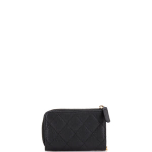 Textured CC Zipped Key Holder Quilted Caviar