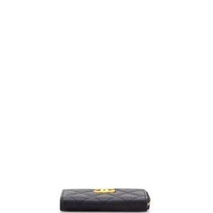 Textured CC Zipped Key Holder Quilted Caviar