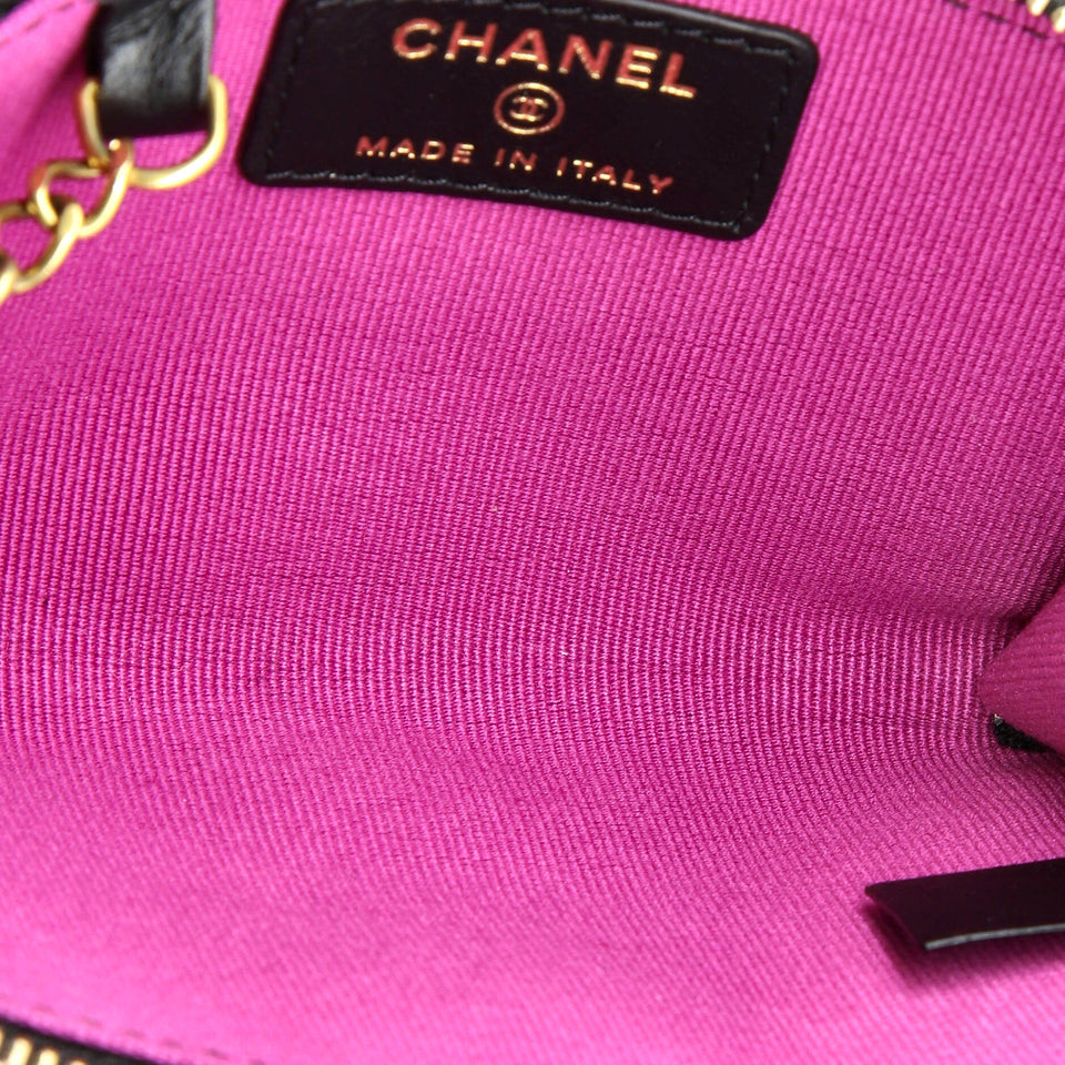 Textured CC Zipped Key Holder Quilted Caviar