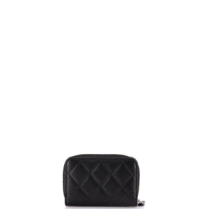 CC Cut Out Coco Chanel Zip Coin Purse Quilted Caviar Small
