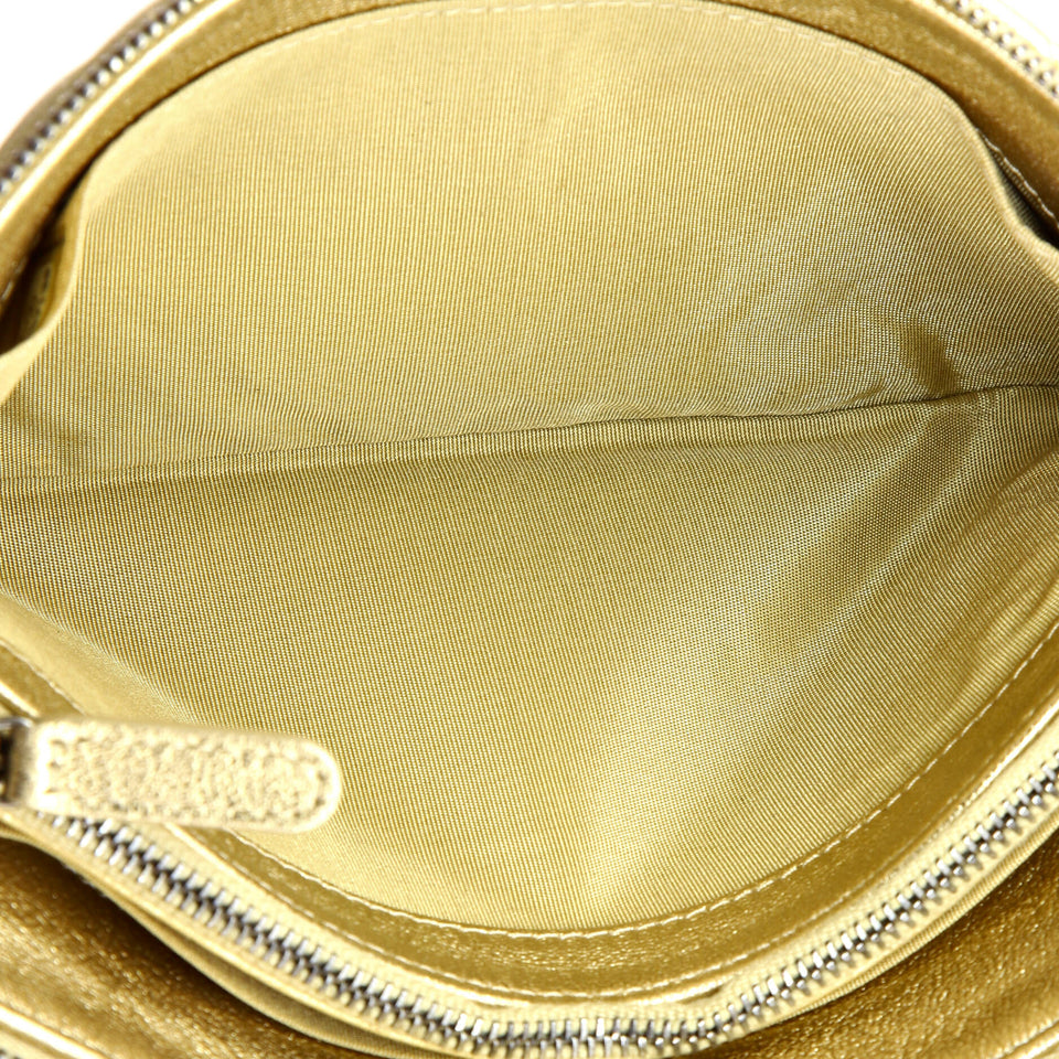 Classic Double Pocket Zip Pouch Chevron Sheepskin Small