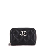 Textured CC Zip Coin Purse Quilted Lambskin Small