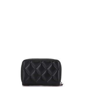 Textured CC Zip Coin Purse Quilted Lambskin Small