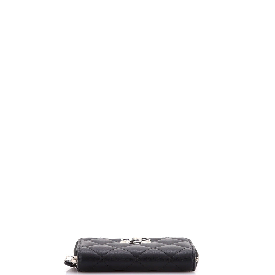 Textured CC Zip Coin Purse Quilted Lambskin Small