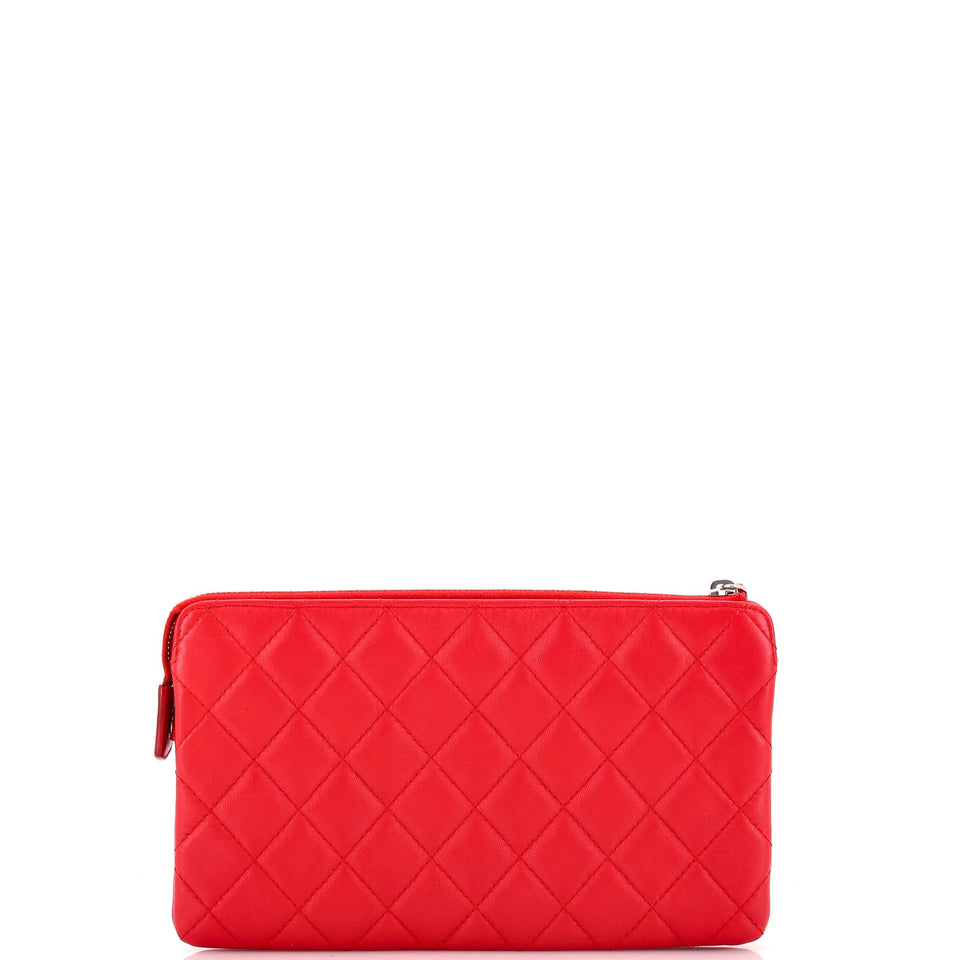 Classic Double Pocket Zip Pouch Quilted Lambskin Small