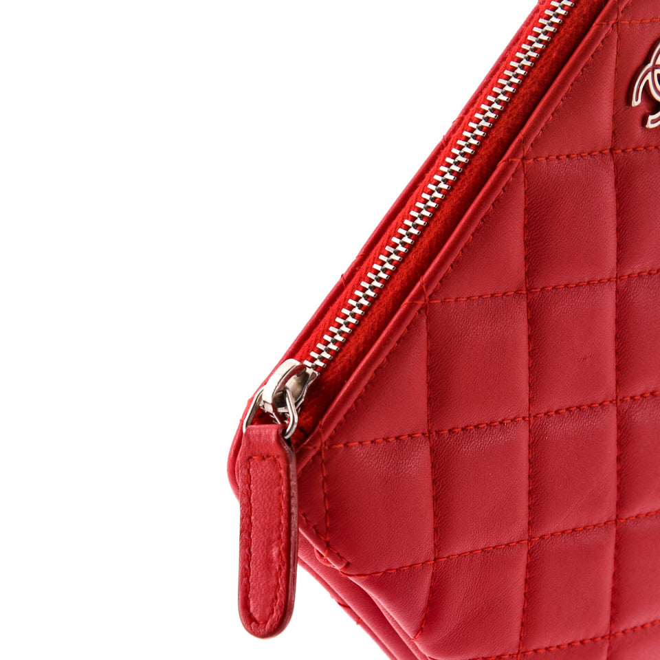 Classic Double Pocket Zip Pouch Quilted Lambskin Small