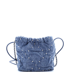 22 Chain Hobo Quilted Studded Denim Mini