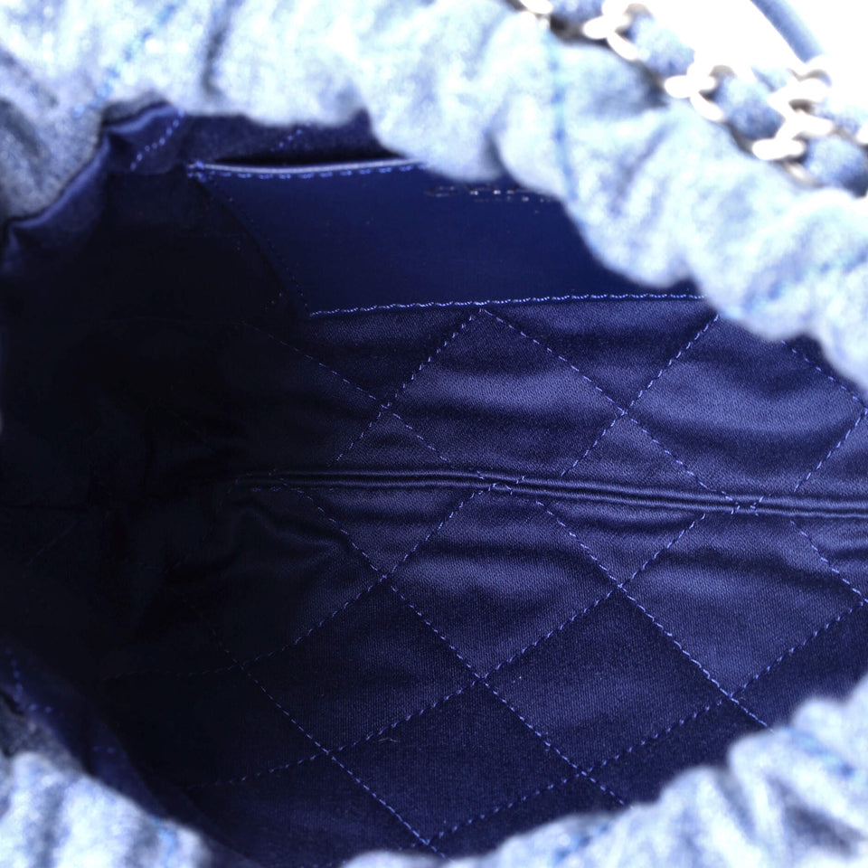 22 Chain Hobo Quilted Studded Denim Mini