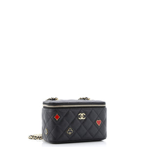 Coco Casino Vanity Case with Chain Quilted Caviar Small