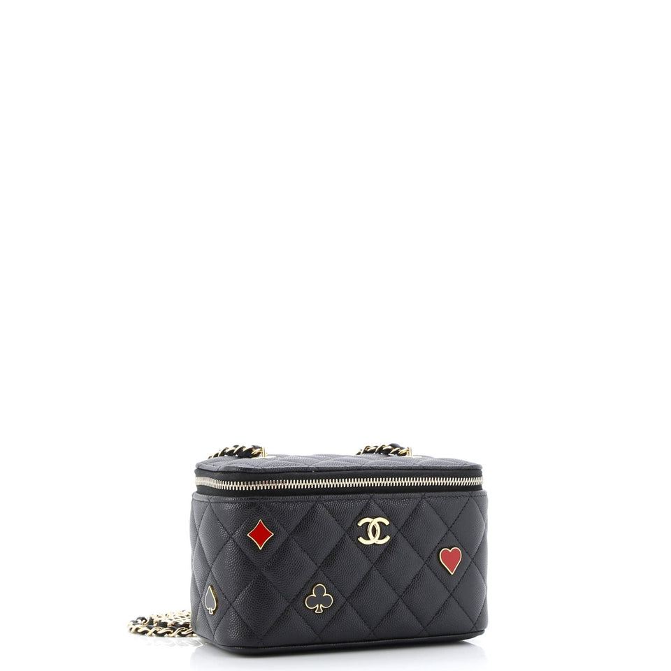 Coco Casino Vanity Case with Chain Quilted Caviar Small