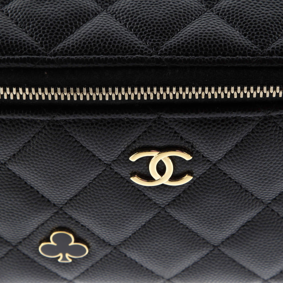 Coco Casino Vanity Case with Chain Quilted Caviar Small
