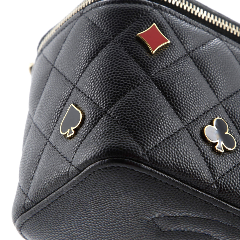 Coco Casino Vanity Case with Chain Quilted Caviar Small