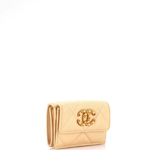 19 Trifold Flap Wallet Quilted Lambskin Small