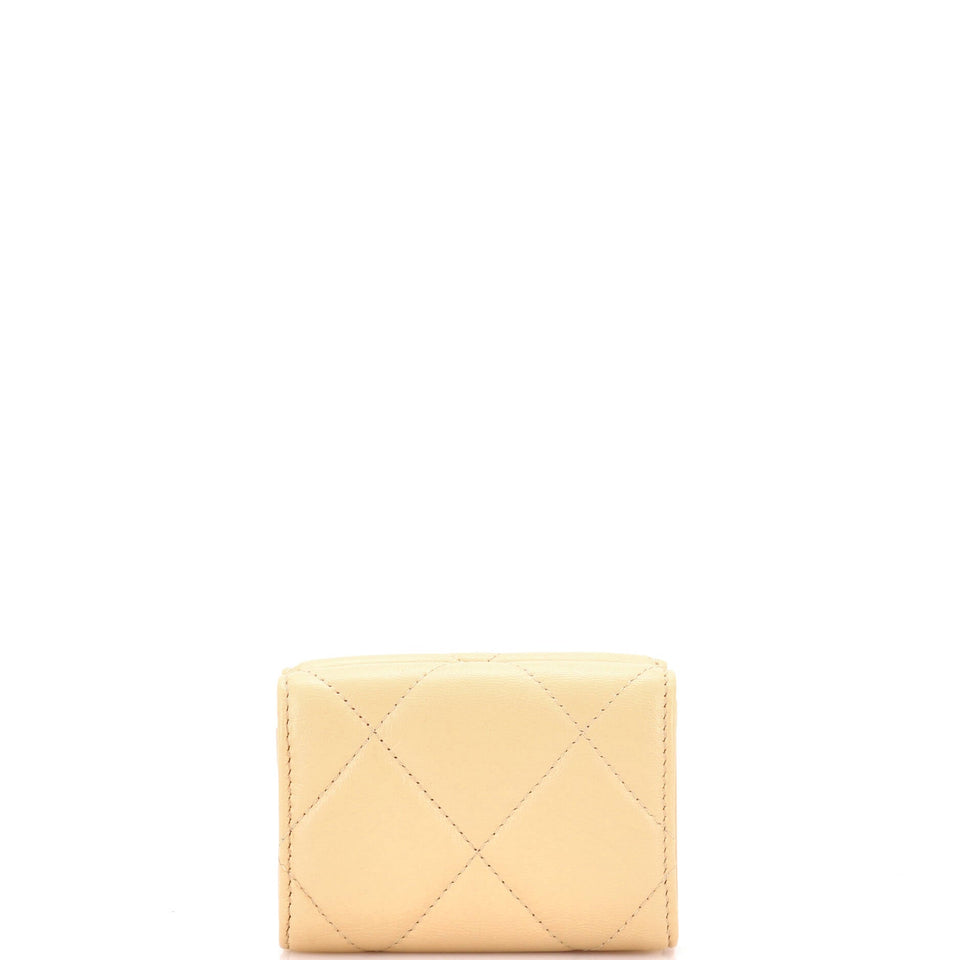 19 Trifold Flap Wallet Quilted Lambskin Small