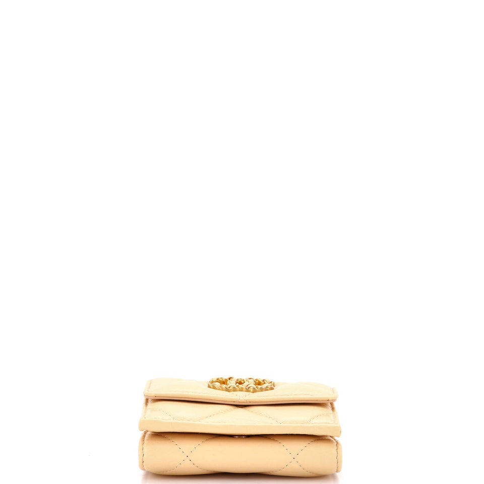19 Trifold Flap Wallet Quilted Lambskin Small
