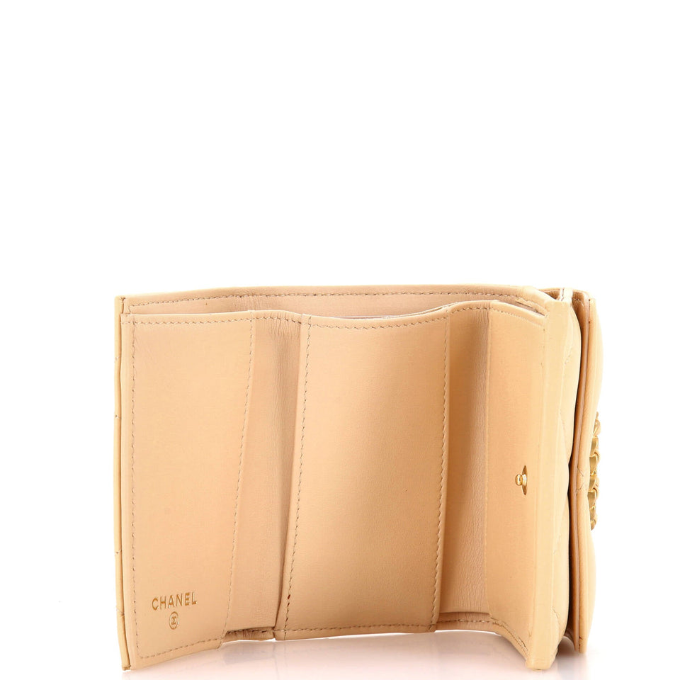 19 Trifold Flap Wallet Quilted Lambskin Small