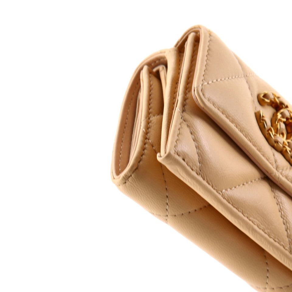 19 Trifold Flap Wallet Quilted Lambskin Small