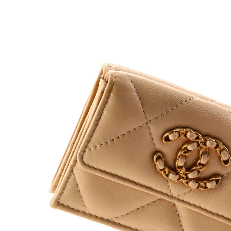 19 Trifold Flap Wallet Quilted Lambskin Small